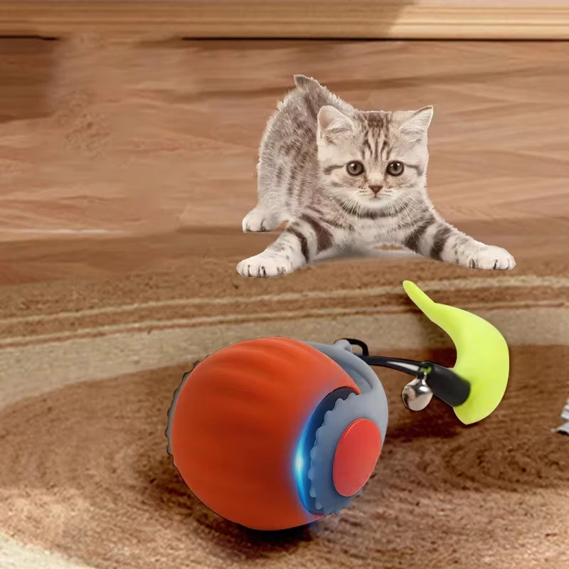 Cat Interactive Ball Toys Automatic Rolling Ball Faux Tail Rechargeable Smart Pet Electric Toy Dog Cat Training Imitate Mouse